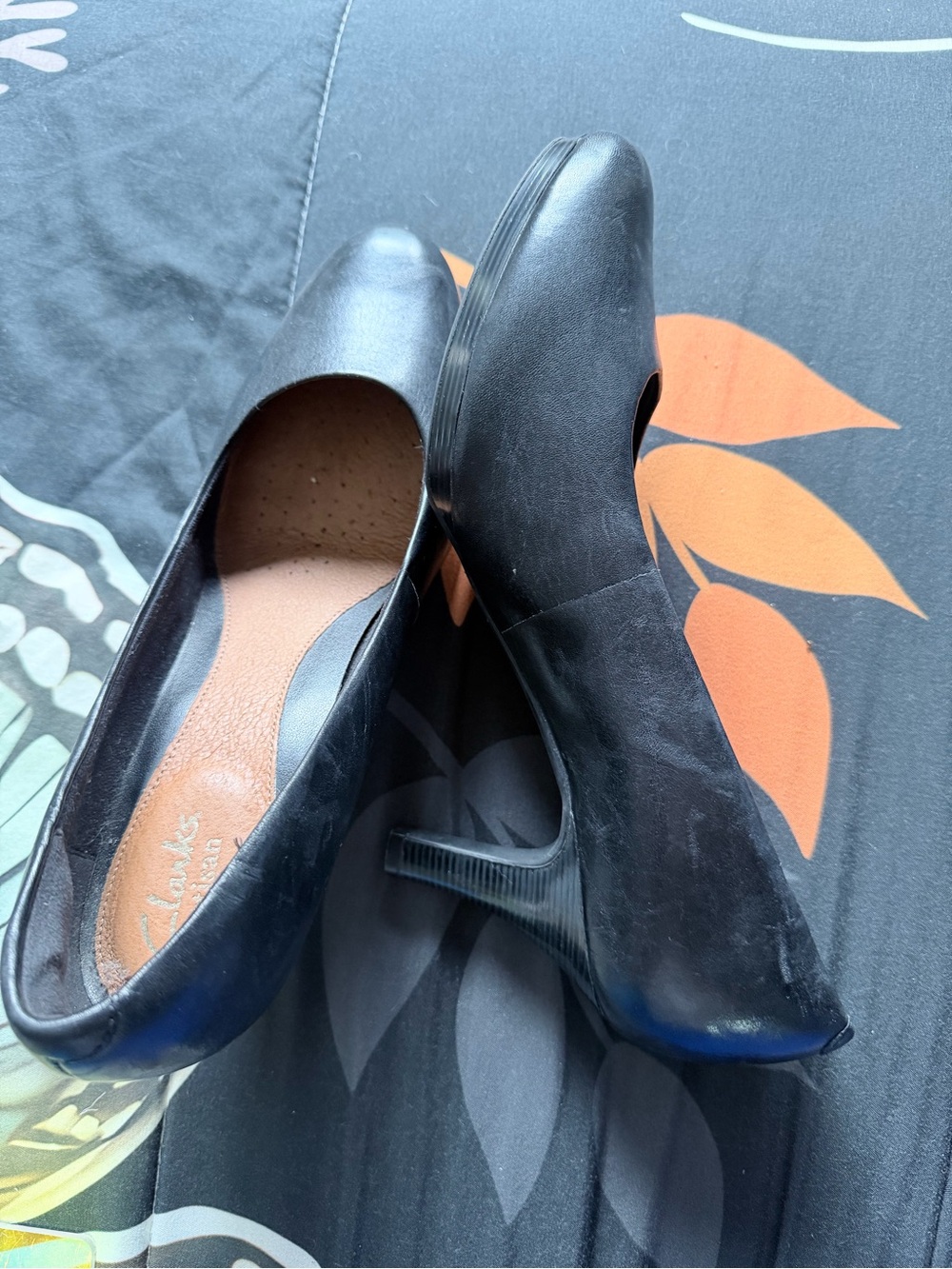 Clarks Black Women's Leather Heeled Pumps
